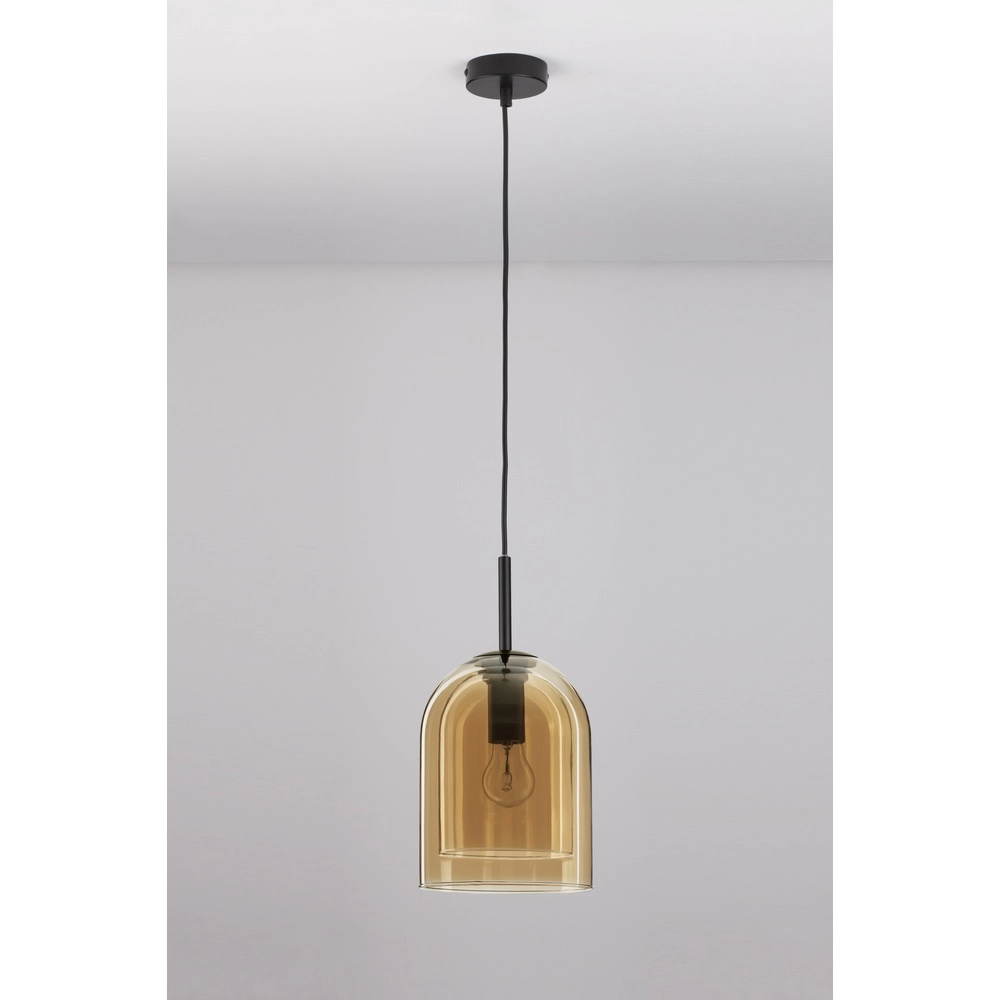 Pendant lamp Velor Single black with amber glass Lyora 5212017431202