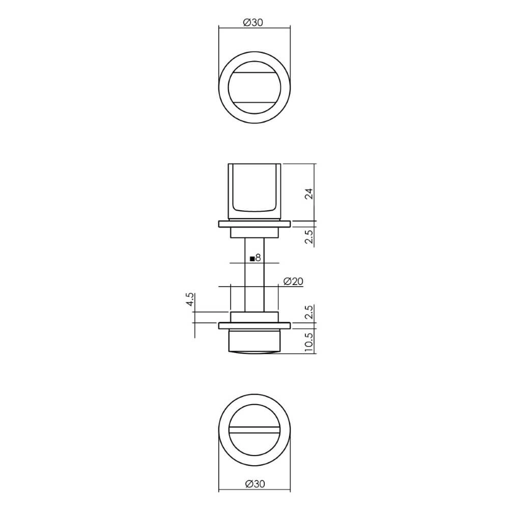 Toilet closure Tira with small round rosette stainless steel Intersteel 8714186558010