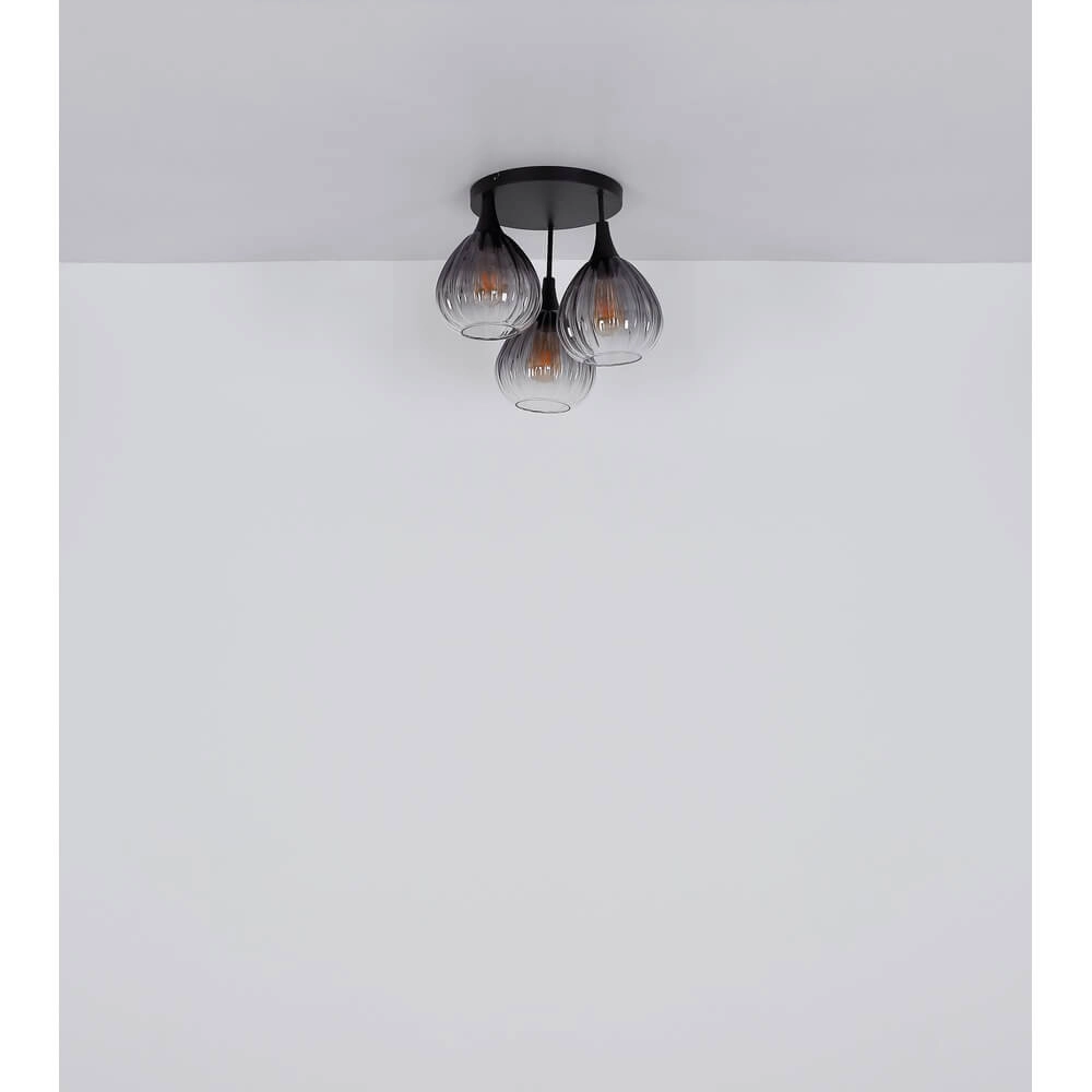 Black ceiling lamp Olsen 3-light Globo 9007371453801