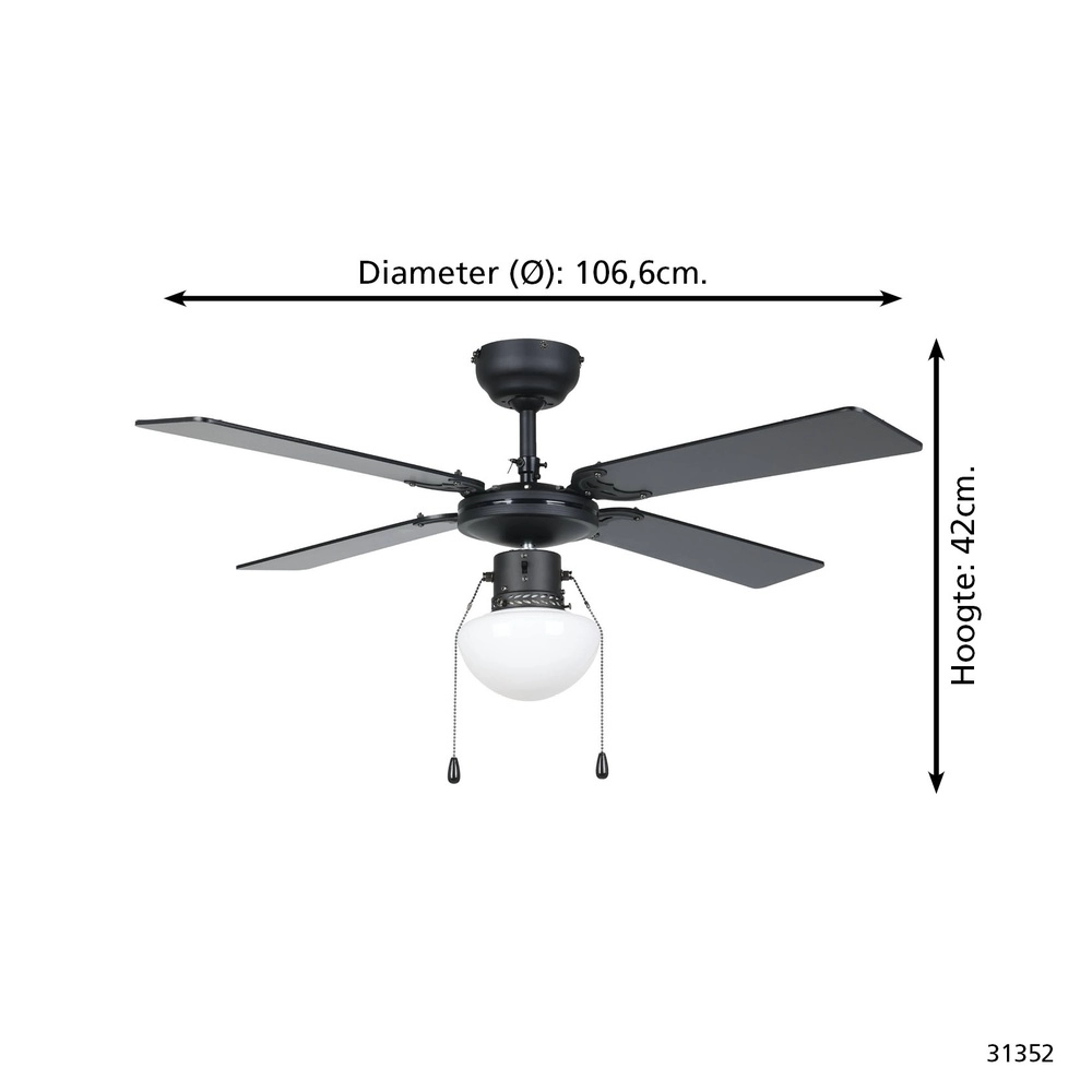 Ceiling fan Fortaleza black Eglo 9002759313524
