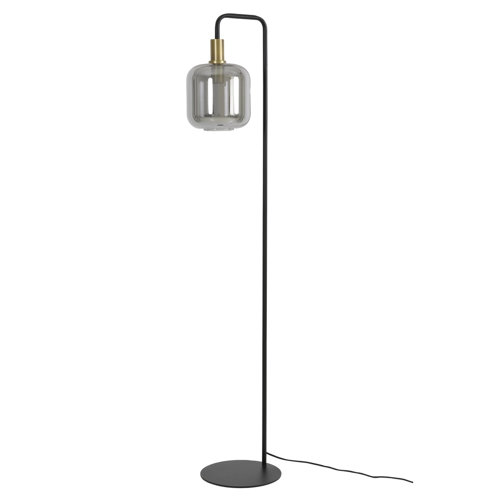 Floor lamp Lekar with smoke glass and gold Light & Living 8717807601430