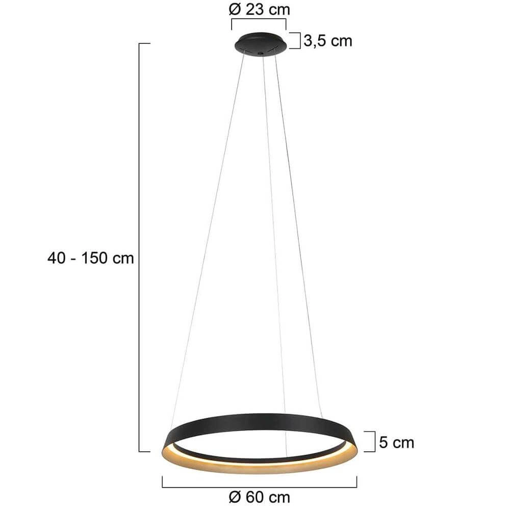 Sleek pendant lamp Ringlux black Ø 60cm Steinhauer 8712746171976