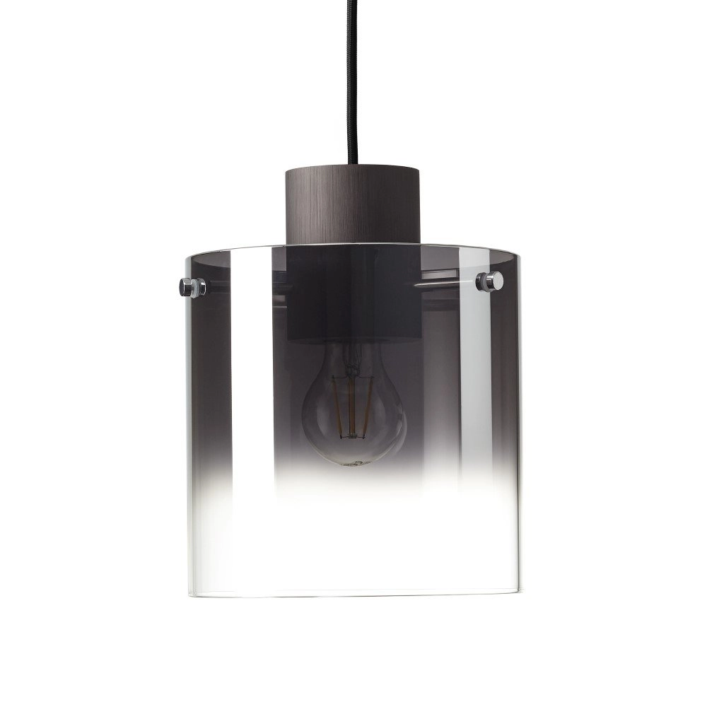 Pendant lamp Beth E27 black with smoke glass Brilliant 4004353358470