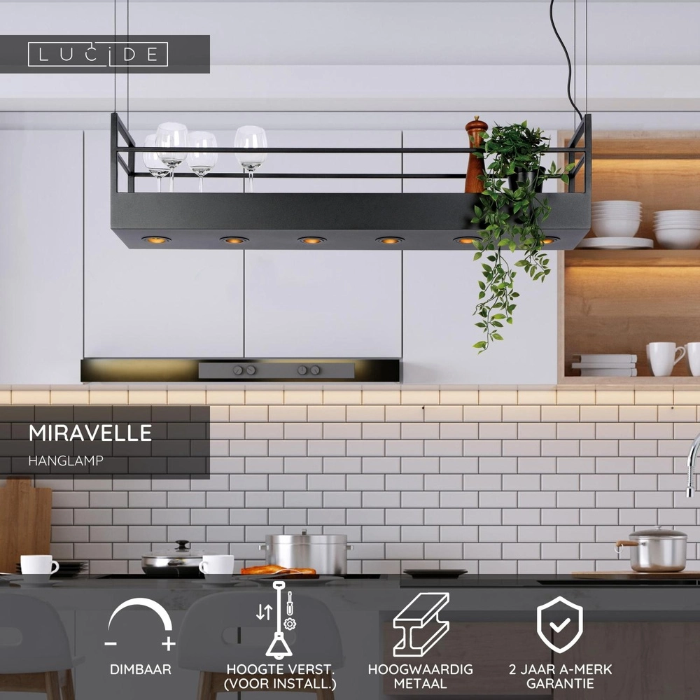 Black pendant lamp Miravelle Design Lucide 5411212211439