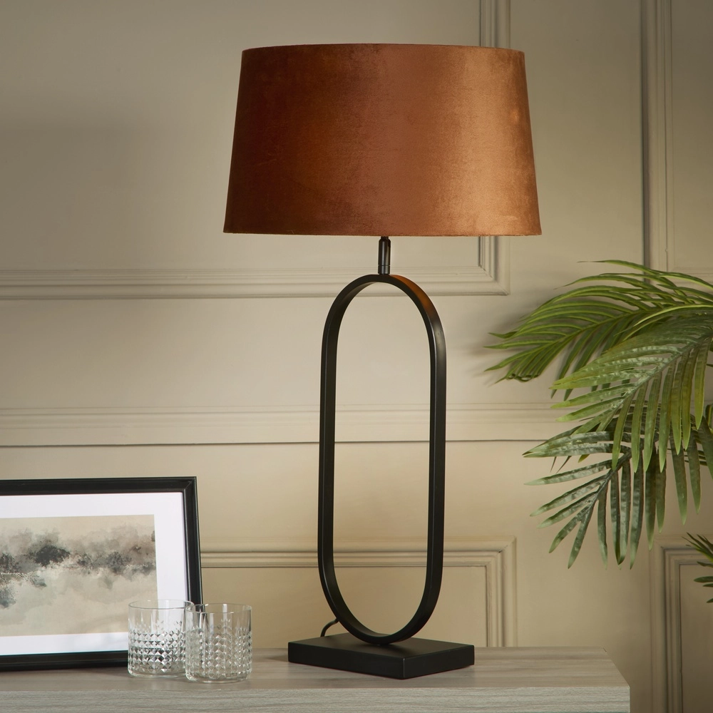 Table lamp Modish black with orange hood Searchlight 5053423306254