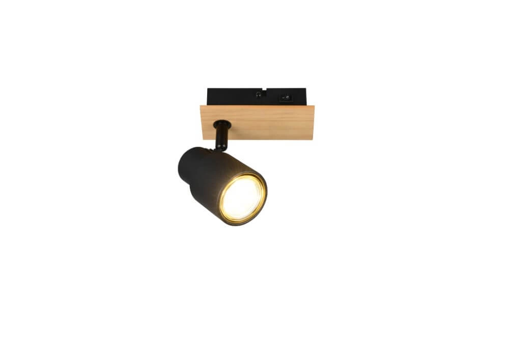 Design wall lamp Pierre black with wood Trio 4017807638158