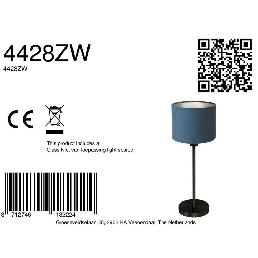 Black table lamp Noor with blue hood Steinhauer 8712746182224