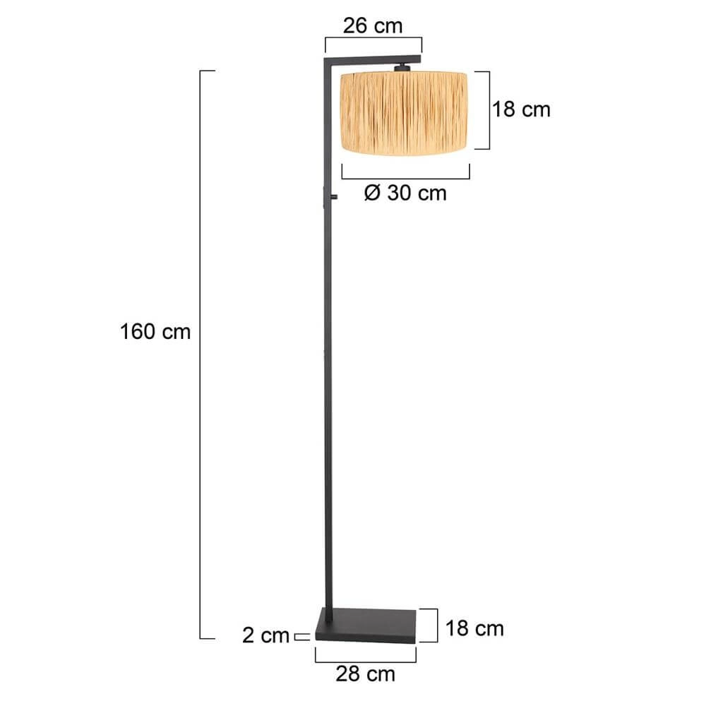 Floor lamp Stang black with straw shade Steinhauer 8712746172058