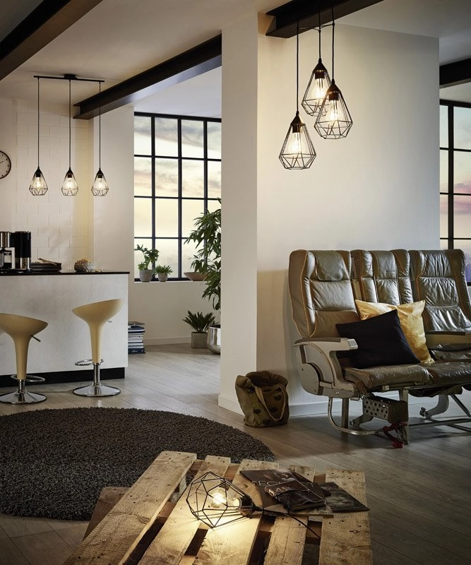 Pendant lamp Tarbes 3-light black Eglo 9002759941895
