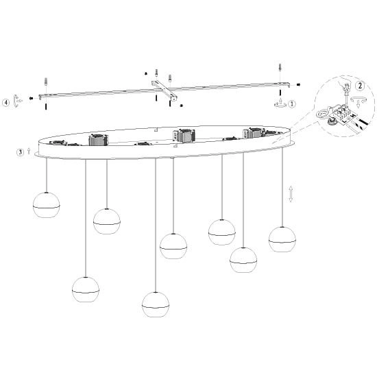 Oval pendant lamp Belluno 8-Light LED - Black Steinhauer 8712746184006