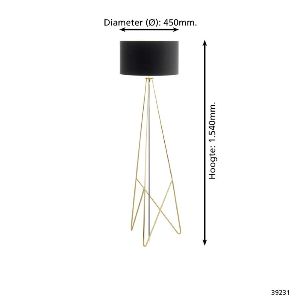 Standing lamp Camporale gold with black lampshade Stars of Light 9002759392314