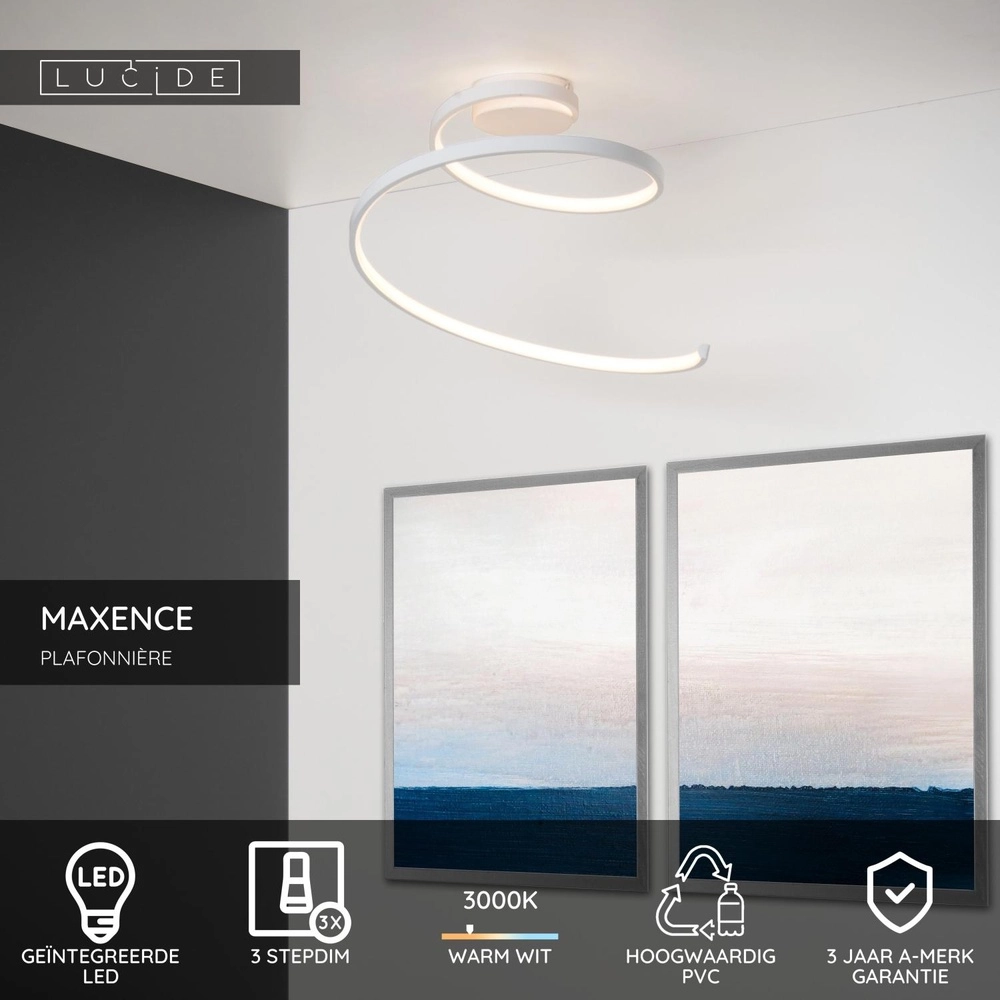 Modern ceiling lamp Maxence white Lucide 5411212460752