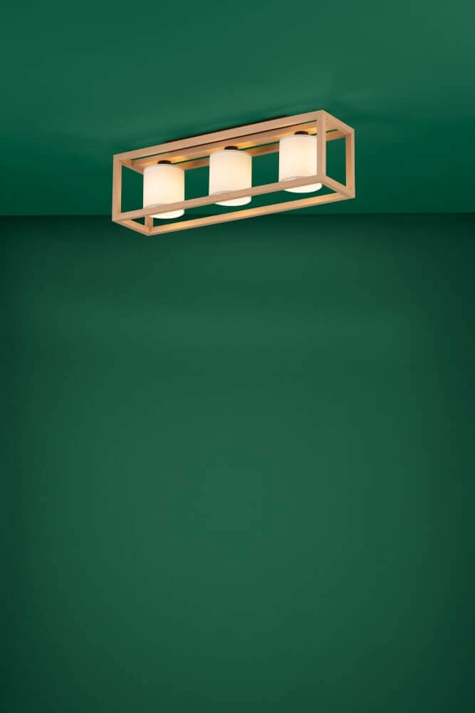 Wooden ceiling lamp Granados 3-light with white shade Stars of Light 9008606223602