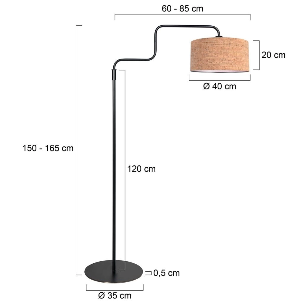 Black floor lamp Bloeba with cork cap Ø40cm Steinhauer 8712746180503