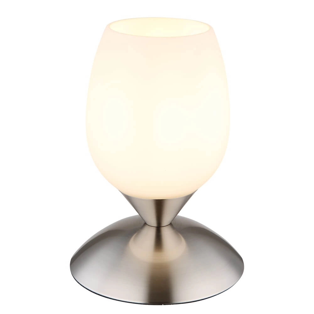 Table lamp Kuwaita nickel with white glass