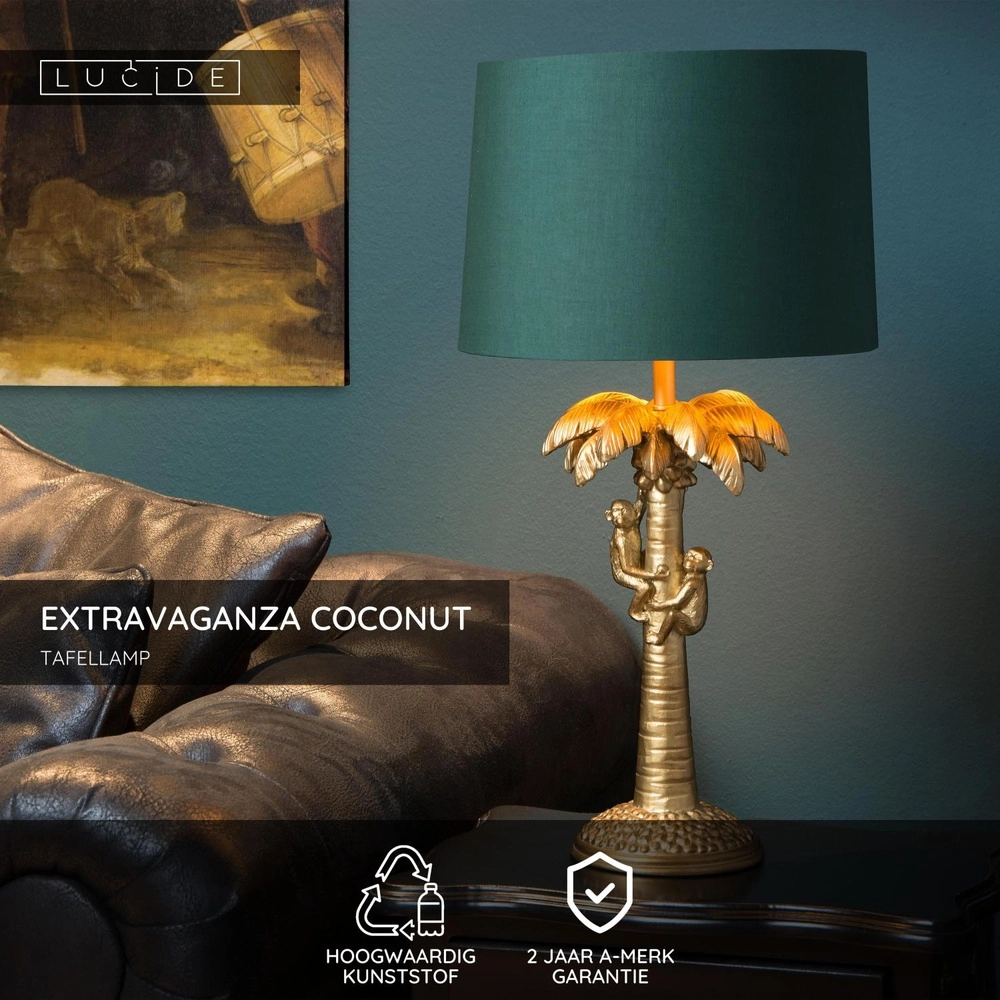 Table lamp Extravaganza Coconut gold with green cap Lucide 5411212105240