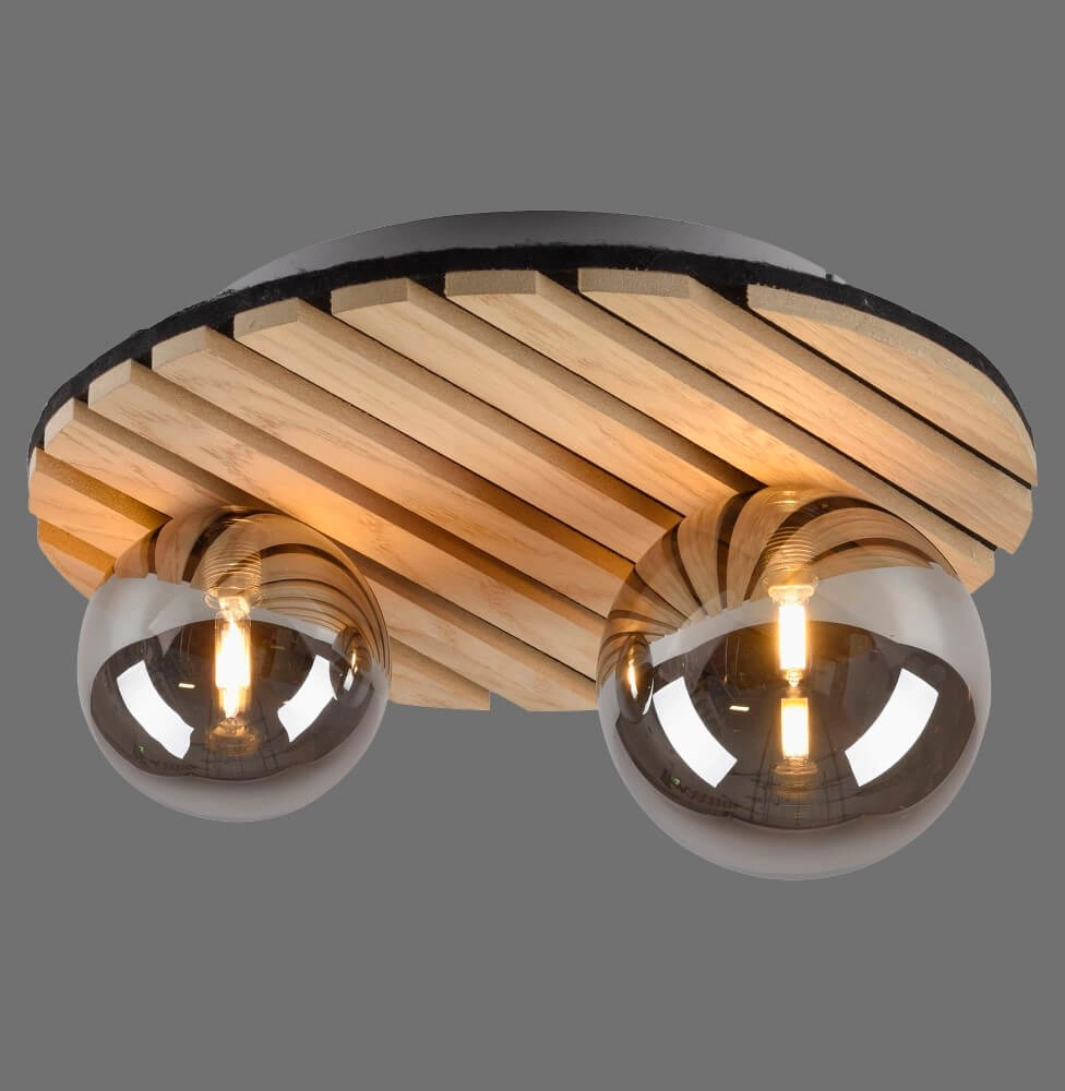 Wooden ceiling lamp Green Stika round Just Light 4043689004231