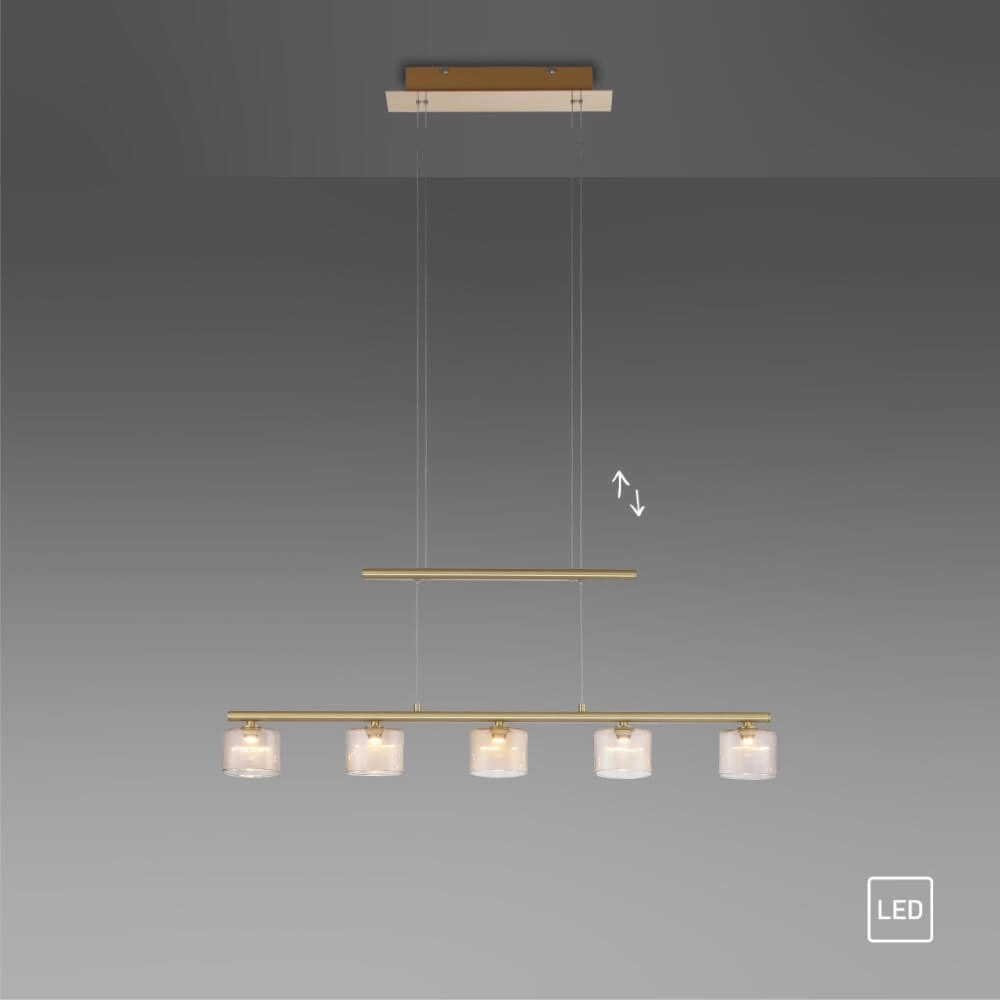 5-light pendant lamp Hydra brass Paul Neuhaus 4012248364987