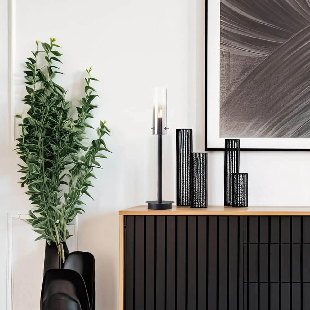 Table lamp Glasini black with smoke glass Brilliant 4004353429538