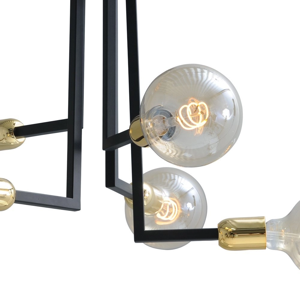 Black ceiling lamp Tube 5 lights with gold fittings Masterlight 8718121188683