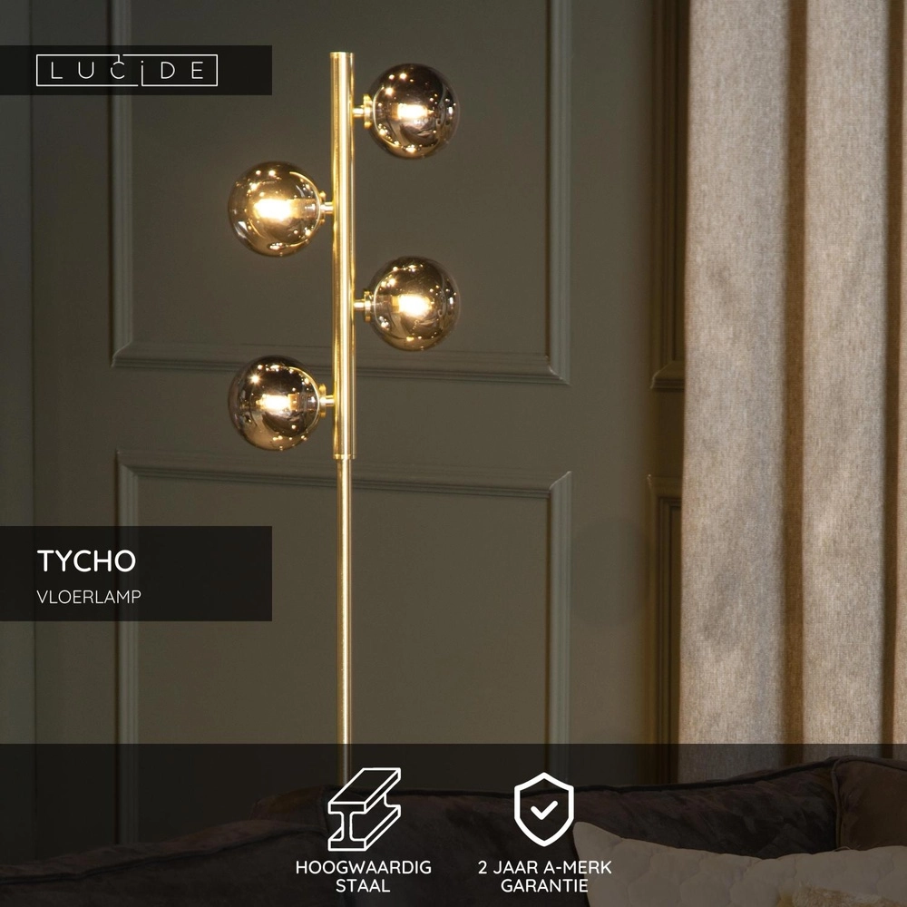 Floor lamp Tycho Gold Lucide 5411212450982