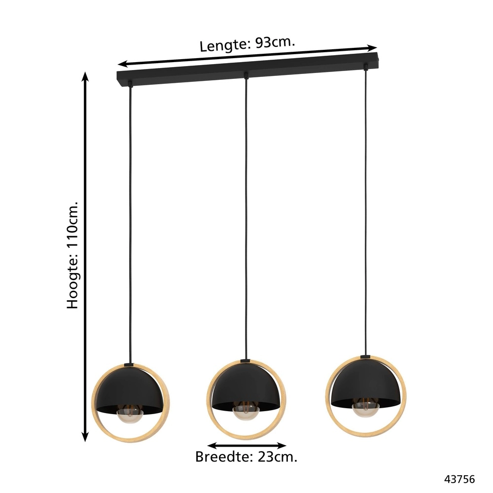 Scandinavian pendant lamp Callow 3x E27 - Ø 23cm Eglo 9002759437565