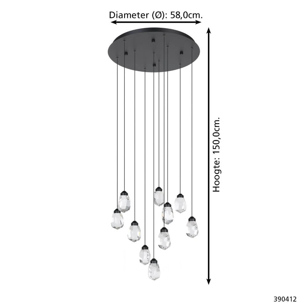 10-light hanging lamp Sindicat black Stars of Light 9008606307104