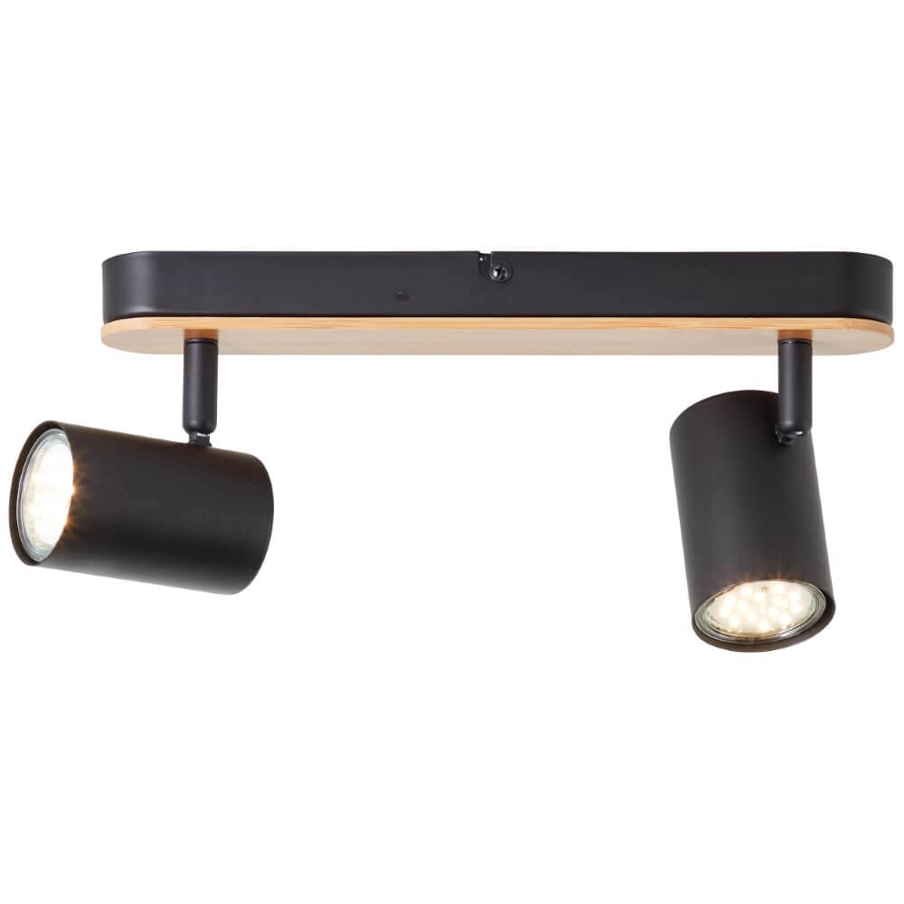 Ceiling light Niels black with wood Brilliant 4004353410208