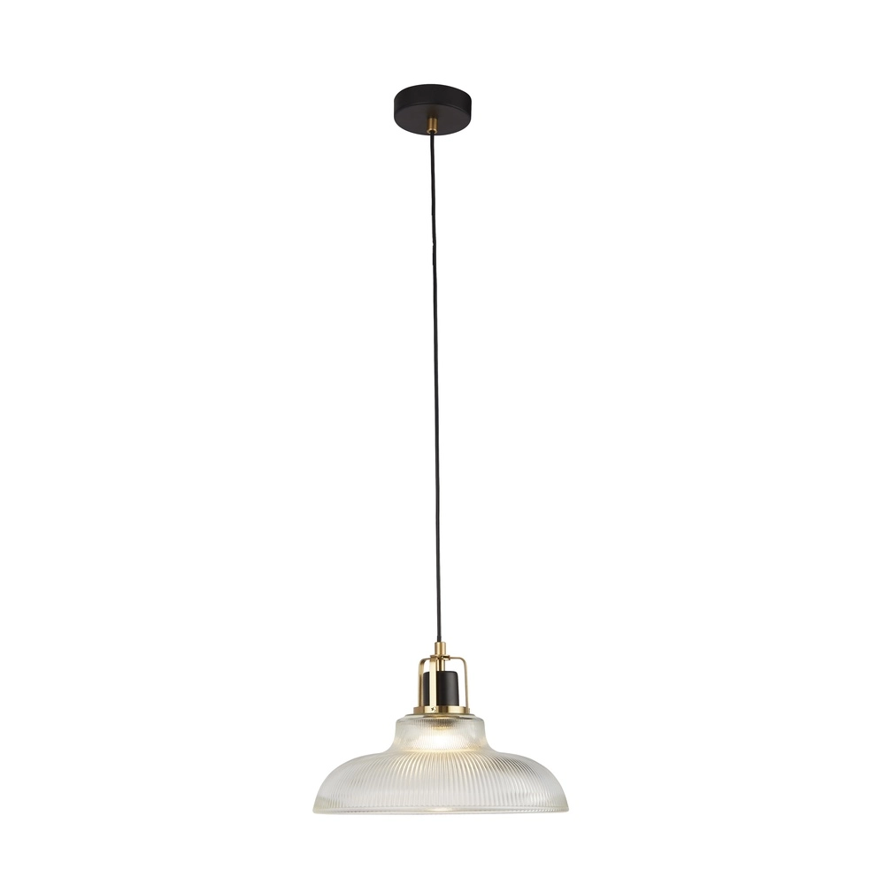 Design pendant lamp Glossop brass with clear glass