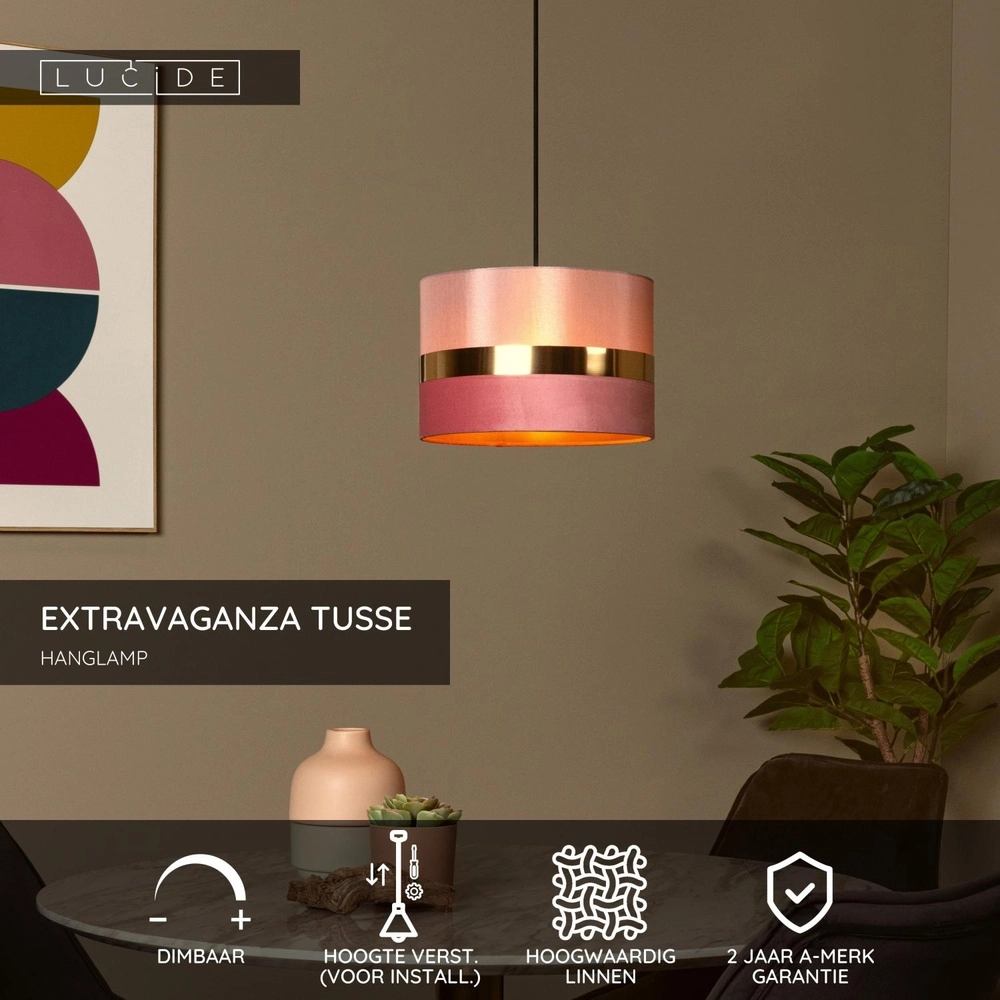 Design pendant lamp Extravaganza Tusse pink Lucide 5411212105639