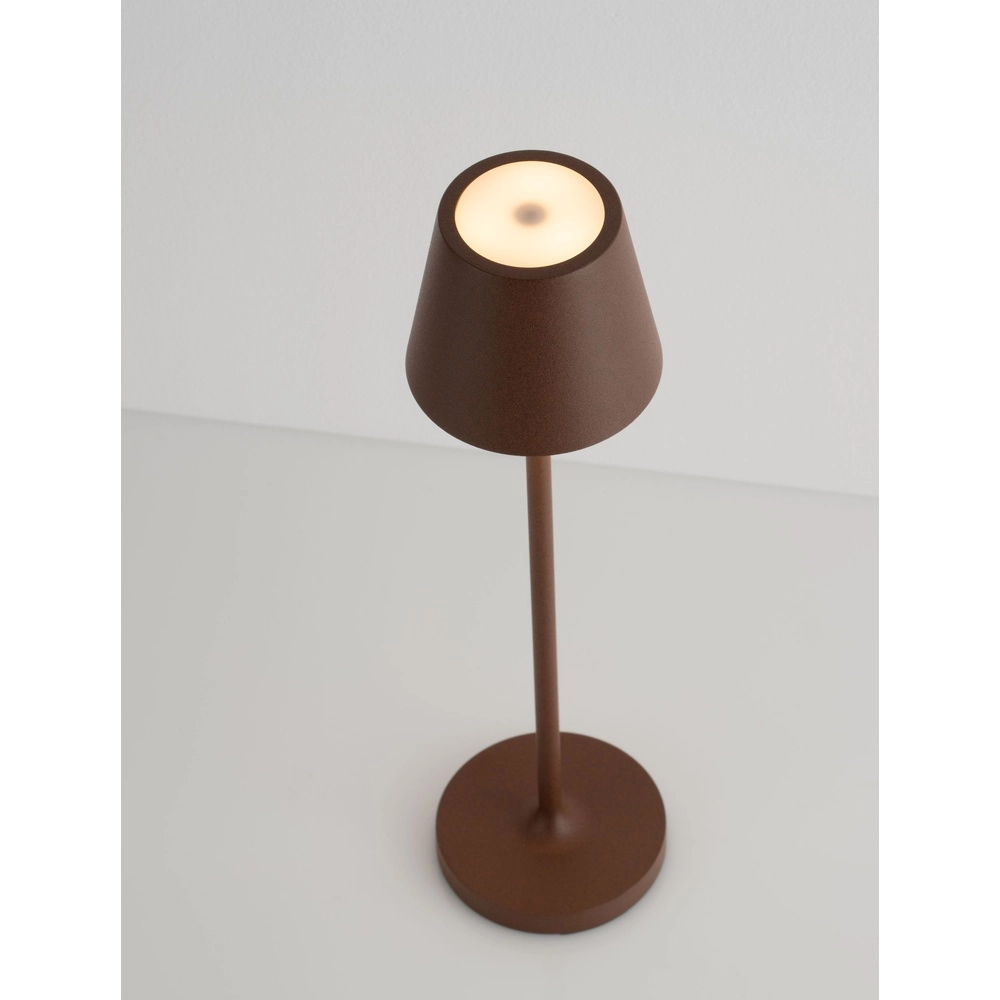 Table lamp Petit Rusty brown rechargeable