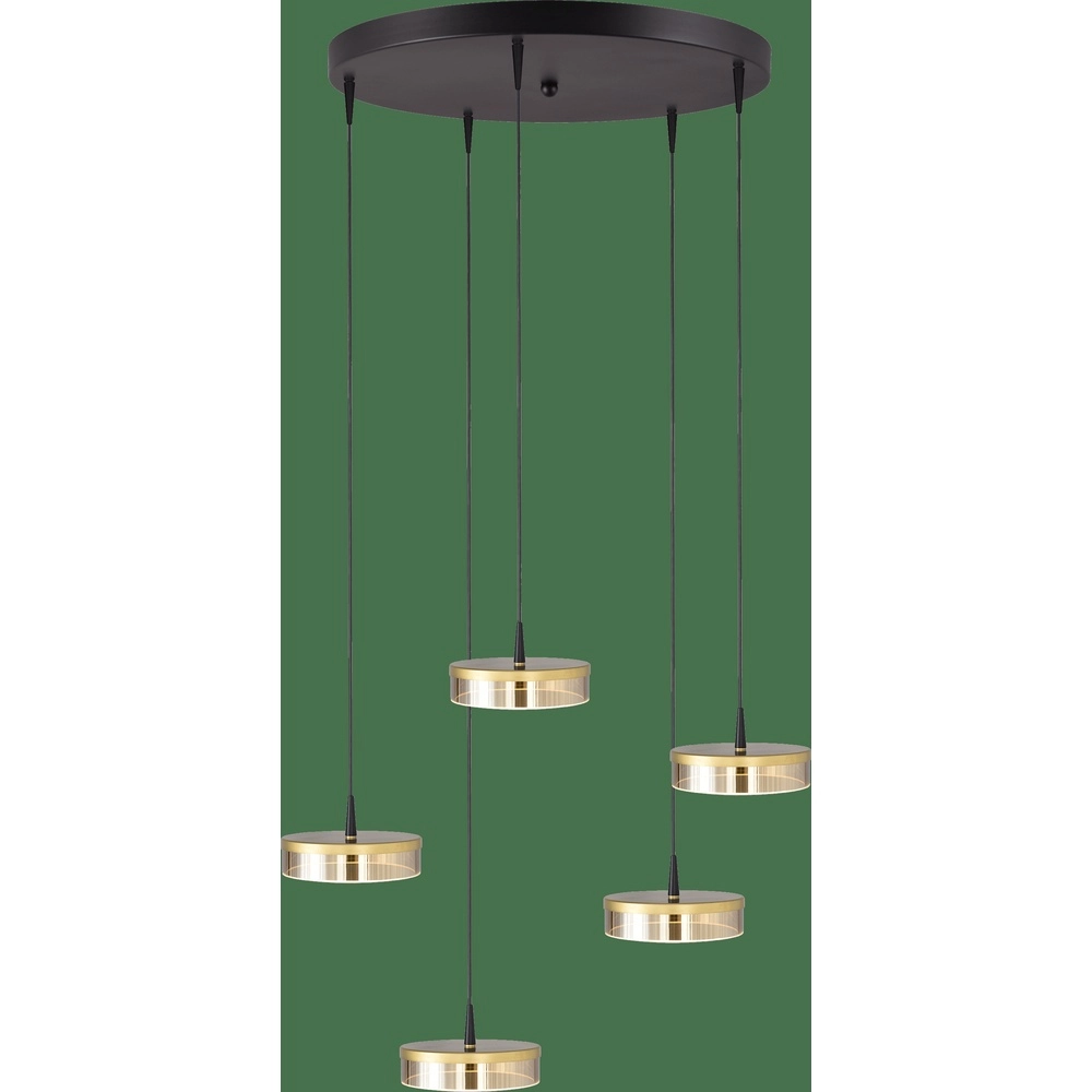 5-light pendant lamp Imperia Ø 50cm black with gold