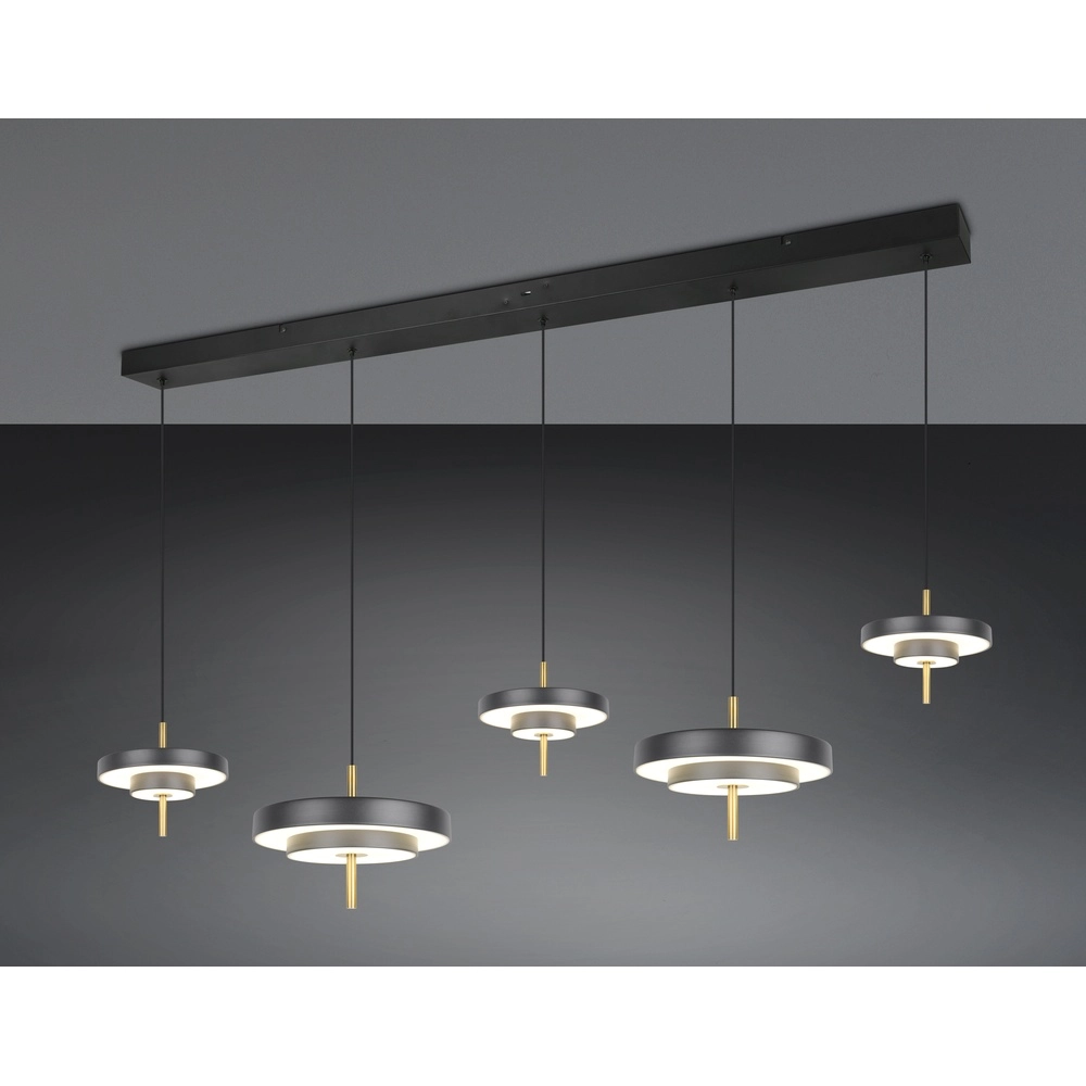 5-light pendant lamp Keaton black with gold Trio 4017807655483