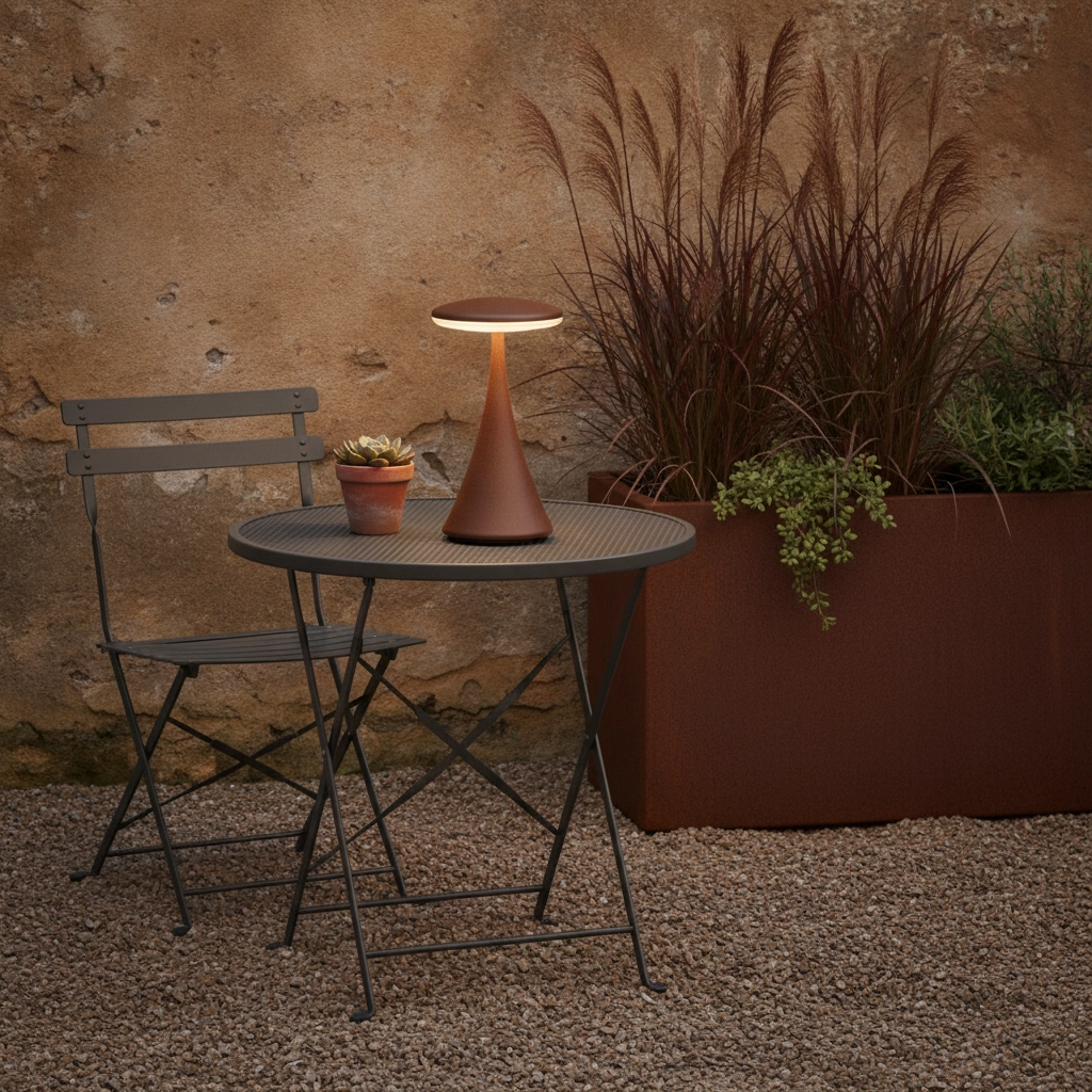 Table lamp Elbo rusty brown rechargeable with USB
