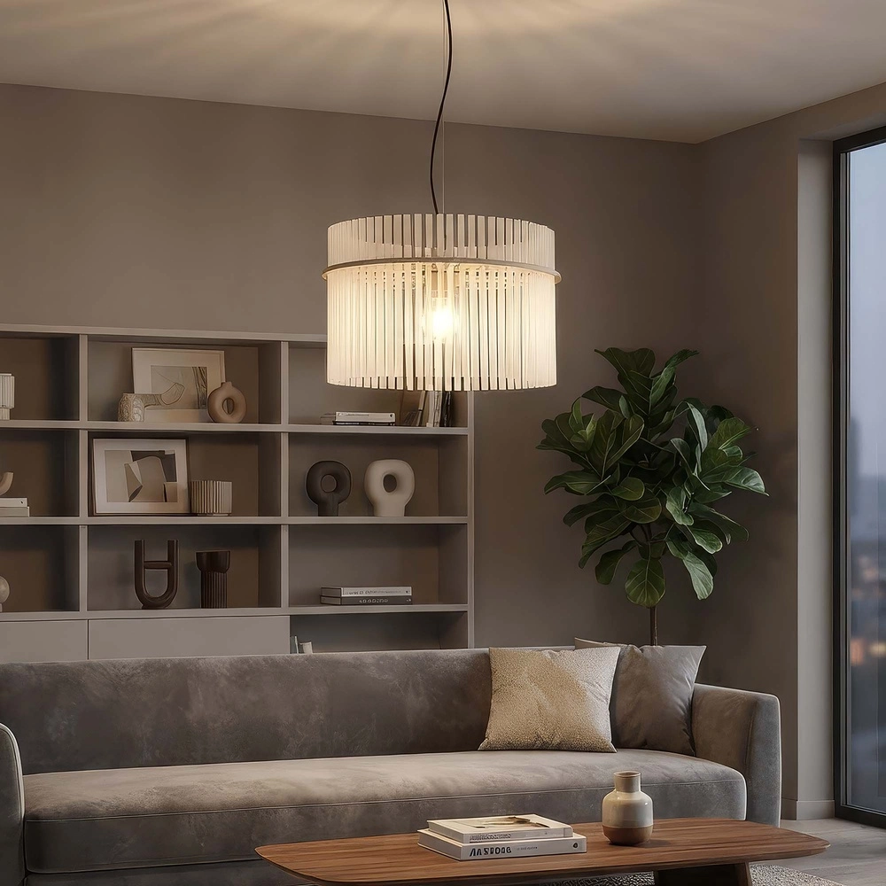 Pendant lamp Swizzle sand brown Ø 40cm