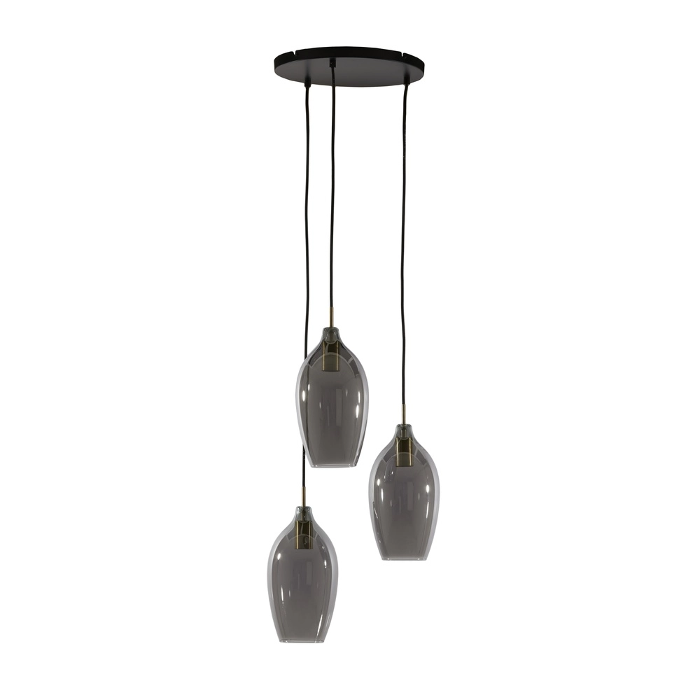 Dining table pendant lamp Lukaro 3-light - smoke glass