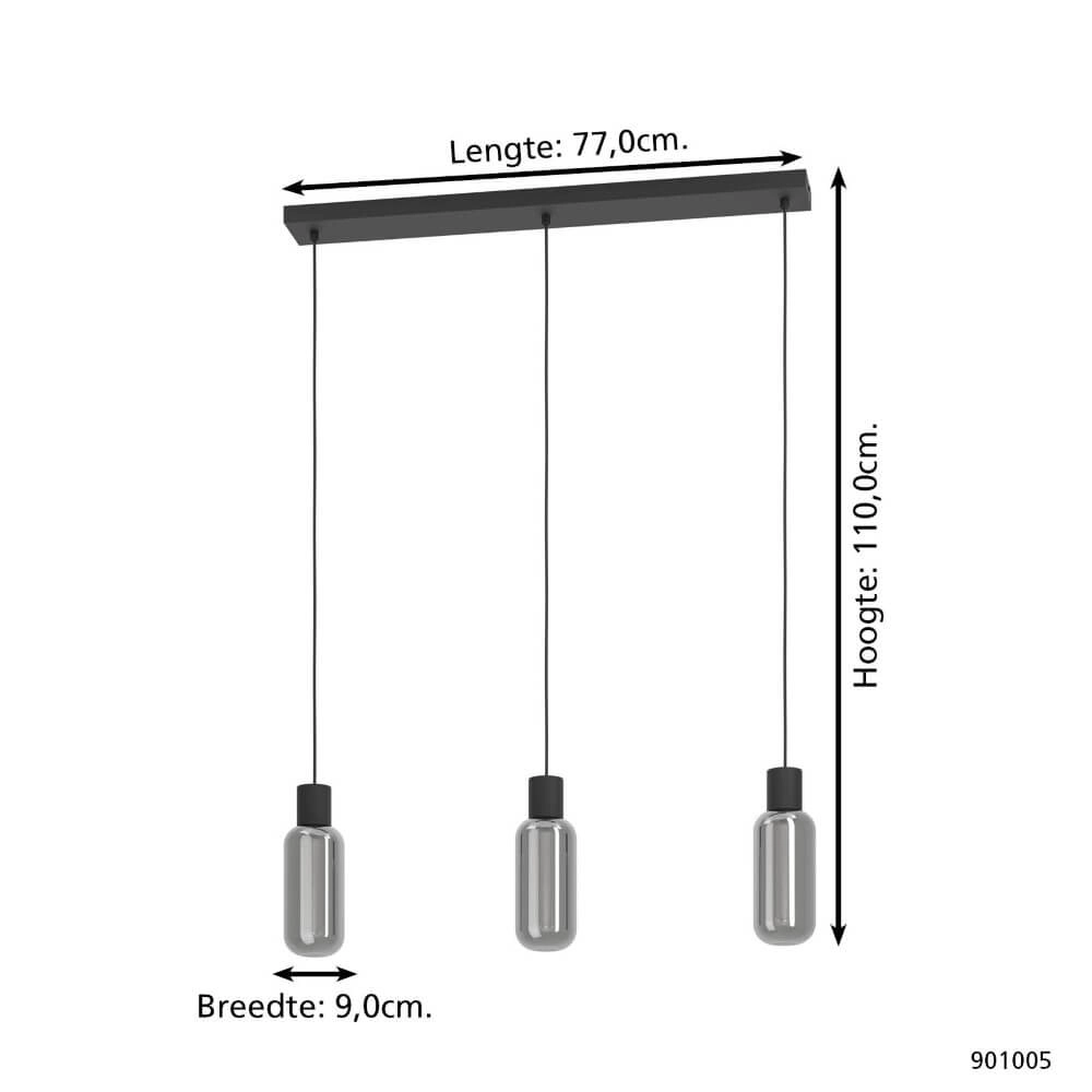 3-light pendant lamp Majone black Eglo 9008606295296