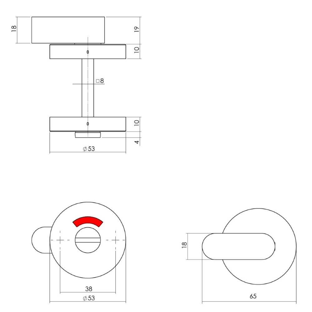 Toilet closure Tira Comfort knob stainless steel Intersteel 8714186483619