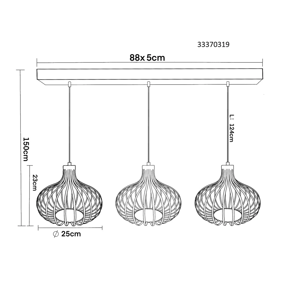 Design pendant lamp Mateo 3-light cream Globo 9007371519880