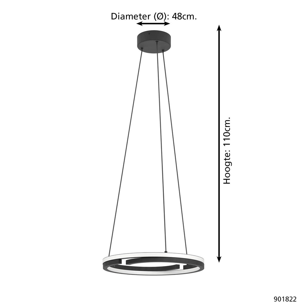 Pendant lamp Mezzomonte black Eglo 9008606360192
