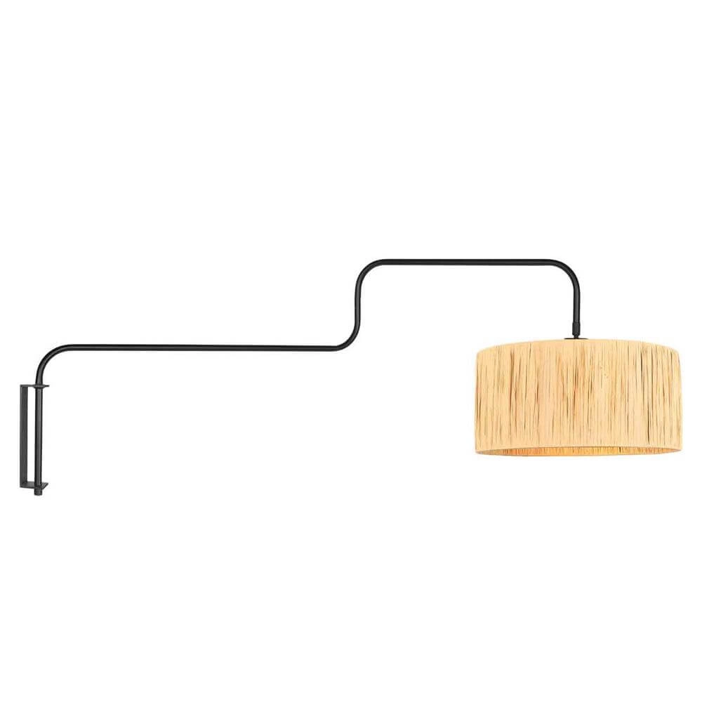 Wall lamp Bloeba black with straw shade
