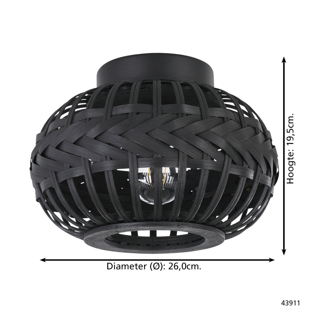 Black ceiling lamp Towcester Ø 26cm - wood Eglo 9002759439118