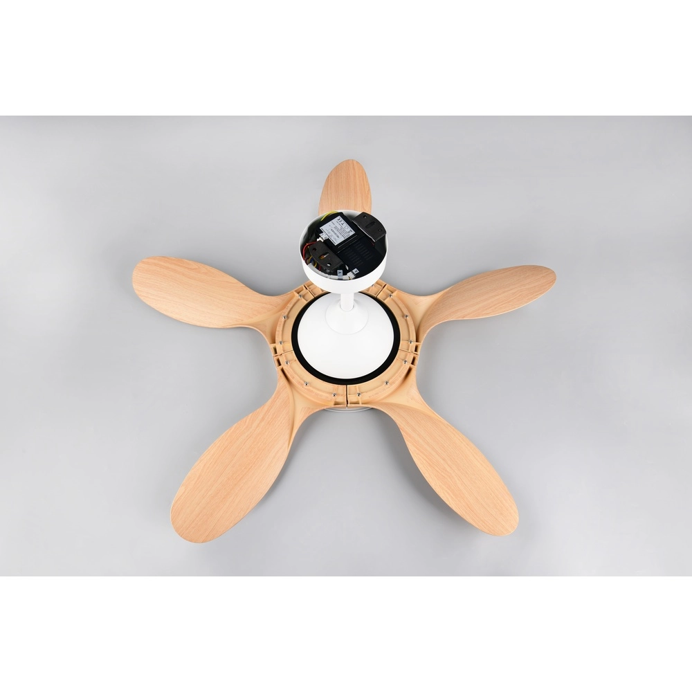 White fan Flen with wooden tops Ø 108cm Trio 4017807689297