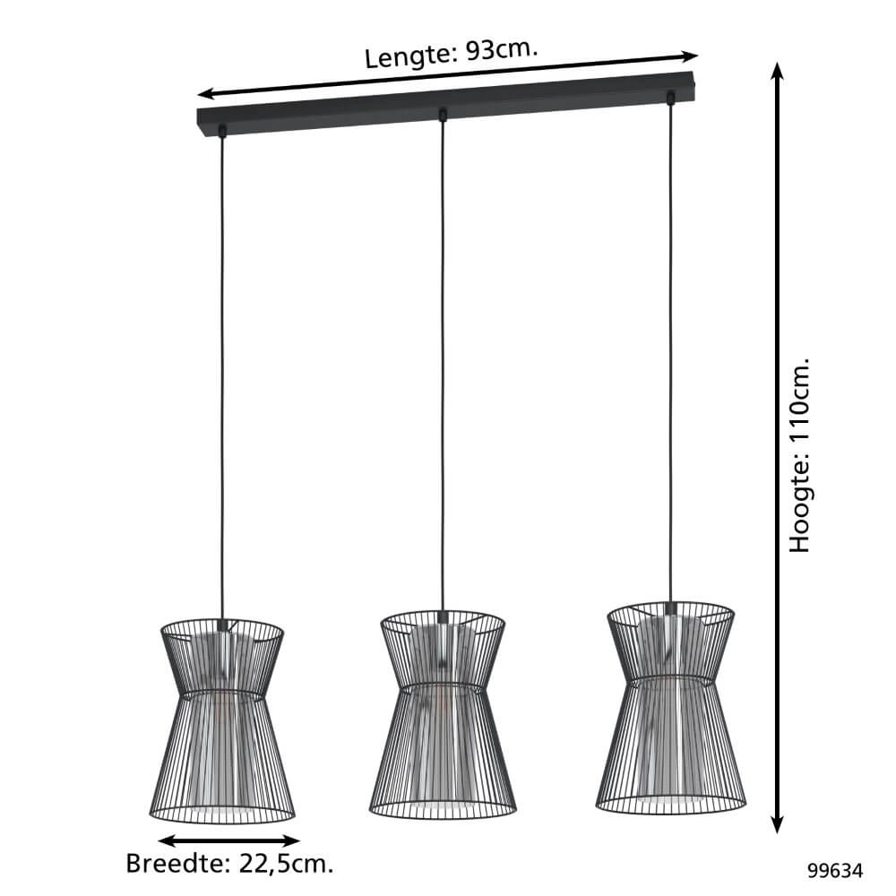3-light hanging lamp Maseta black Eglo 9002759996345