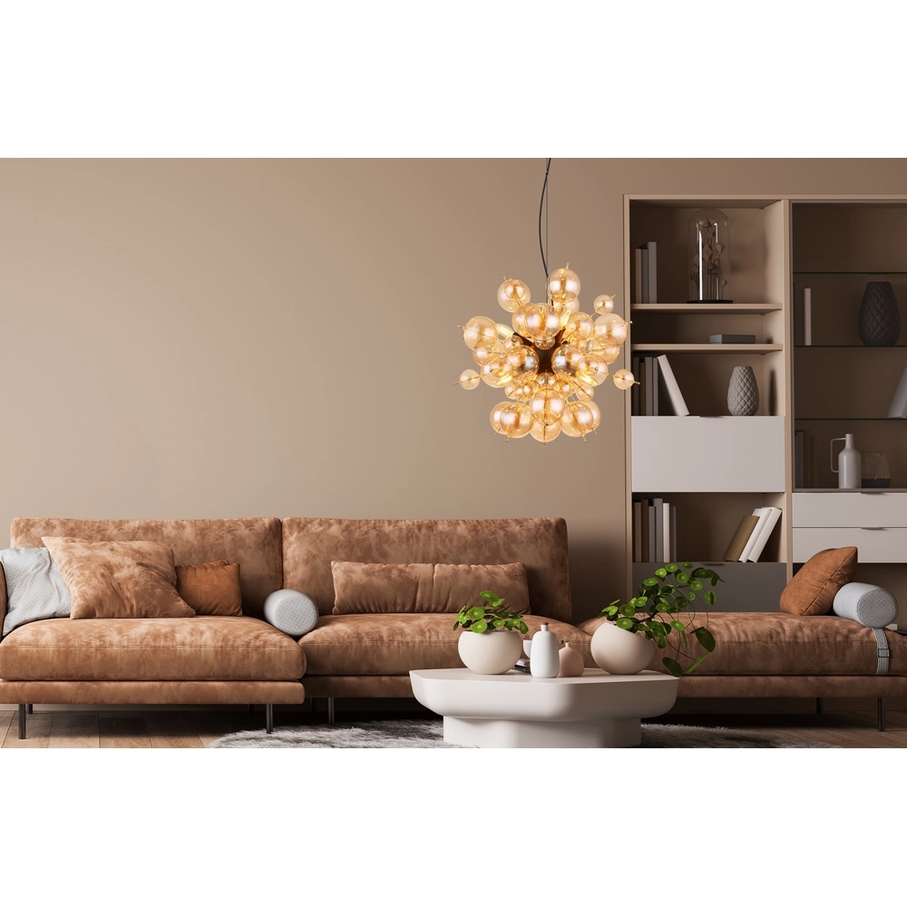 Unique pendant lamp Udo amber glass Ø 55cm Globo 9007371446643