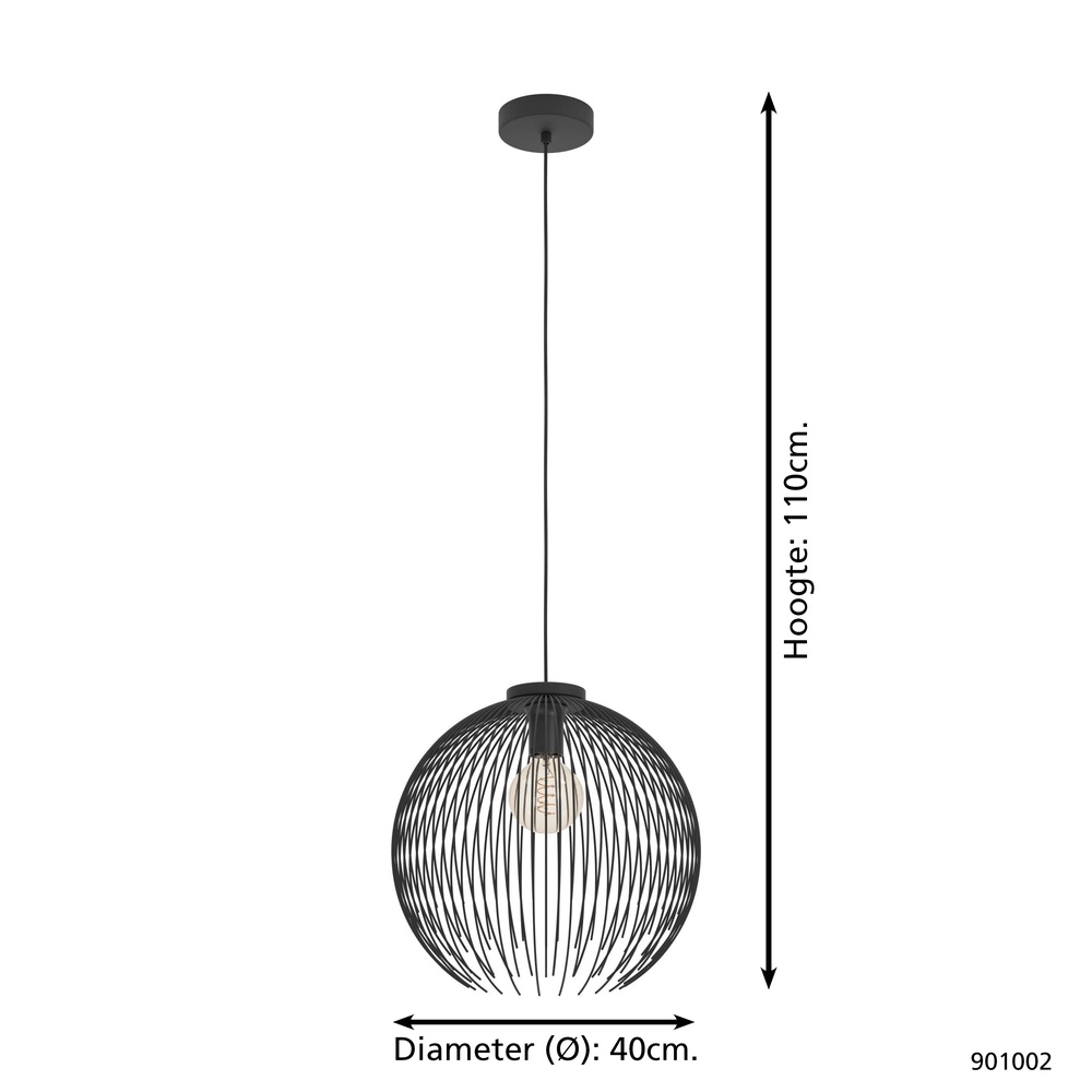 Black Wire Pendant Light Venezuela Ø 40cm Eglo 9008606282258