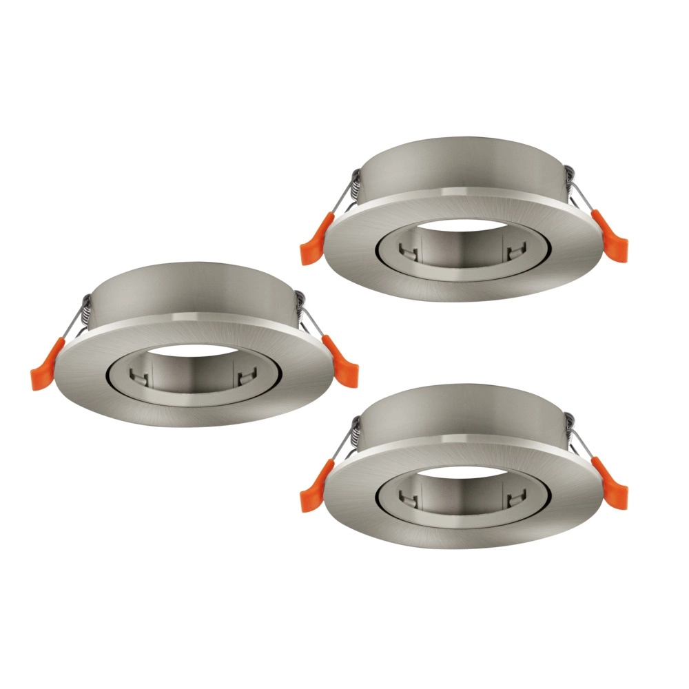 Set of 3 recessed spotlights Barranco nickel Ø 9cm