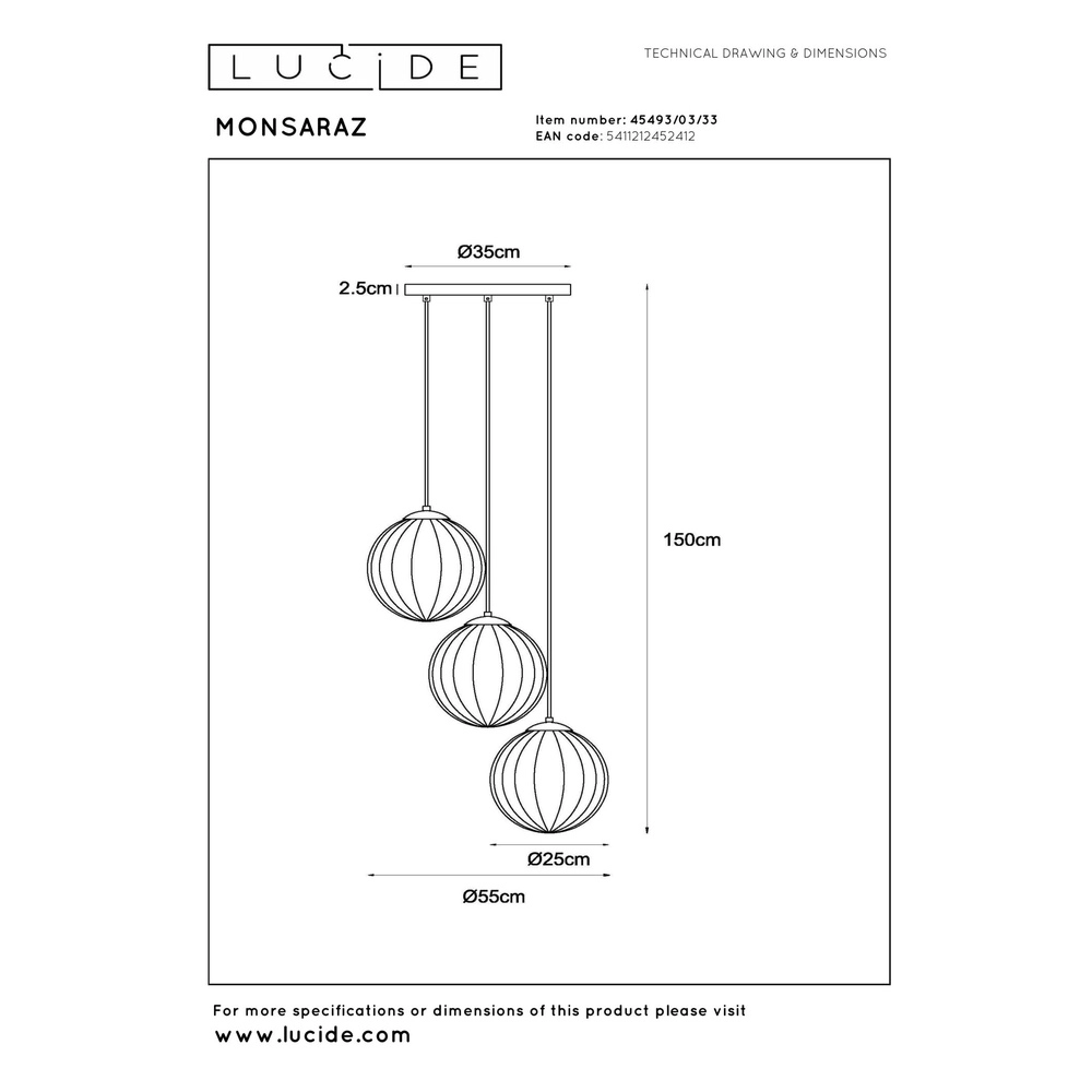 Design pendant lamp Monsaraz Green and amber glass Lucide 5411212452412