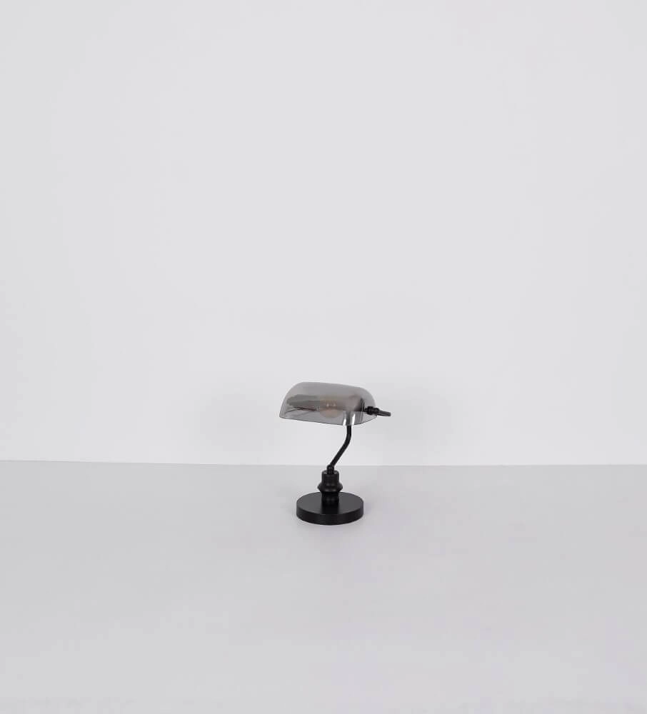 Black desk lamp Antique with smoke glass Globo 9007371457779
