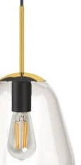 Glass hanging lamp Pear Short Ø 22cm gold with clear glass Lyora 5903139867399